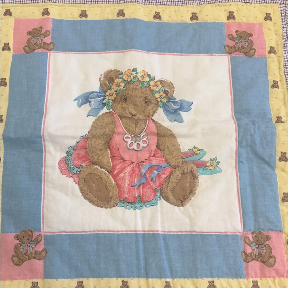 Child’s light Teddy Bear  hand made quilt/ blanket